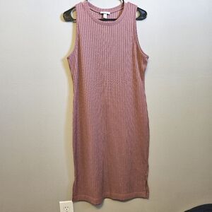 Nine West Ribbed Midi Dress Mauve